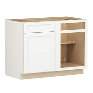 Shaker Full Overlay 45 in. W x 24 in. D x 34.5 in. H Plywood Assembled Blind Corner Base Kitchen Cabinet in Linen White