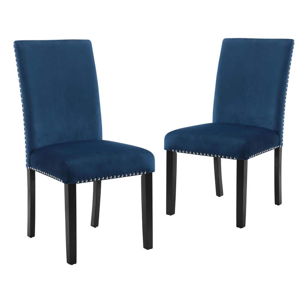 Celeste 5-Piece Blue Velvet and Faux Marble Dining Set
