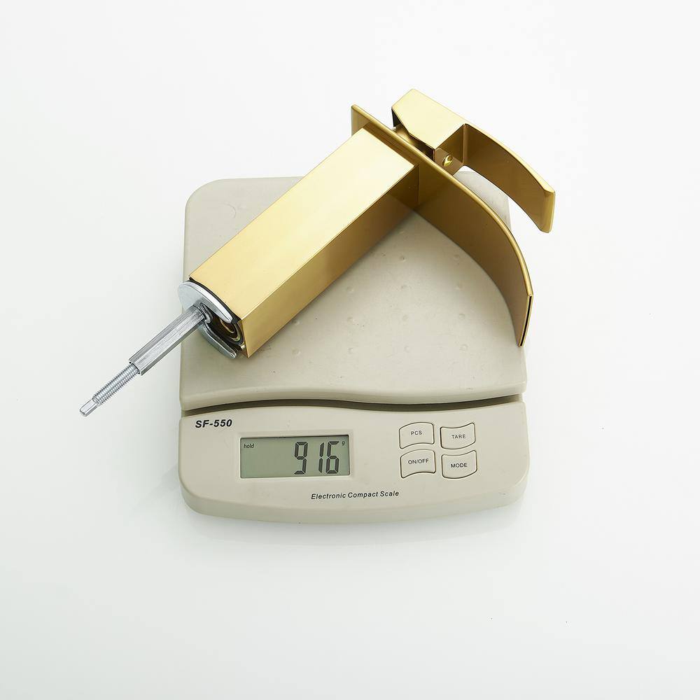 Brushed Gold Single Handle Low-Arc Bathroom Faucet with Drain