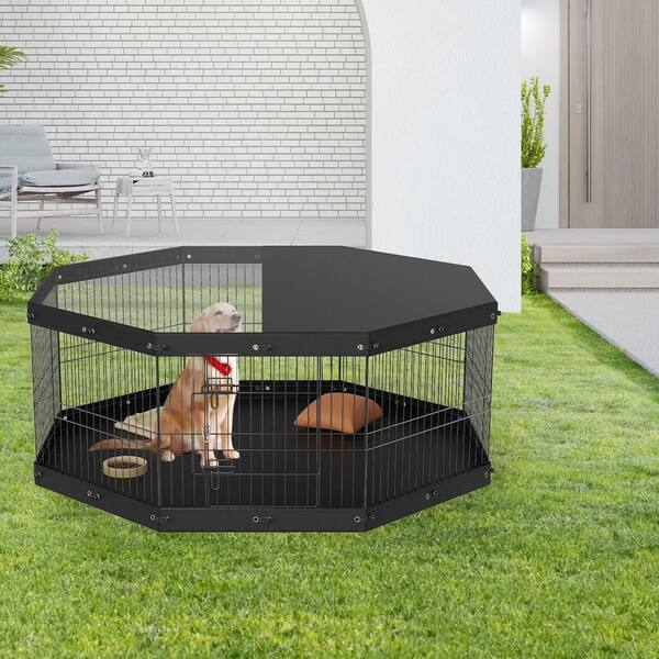 Dog Playpen Bottom Cover - Floor Protector & Stabilizer For 24in 8-Panel Pens, Doubles As Top Cover