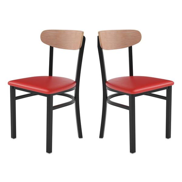 Carnegy Avenue Natural Birch Wood Back/Red Vinyl Seat Vinyl Dining