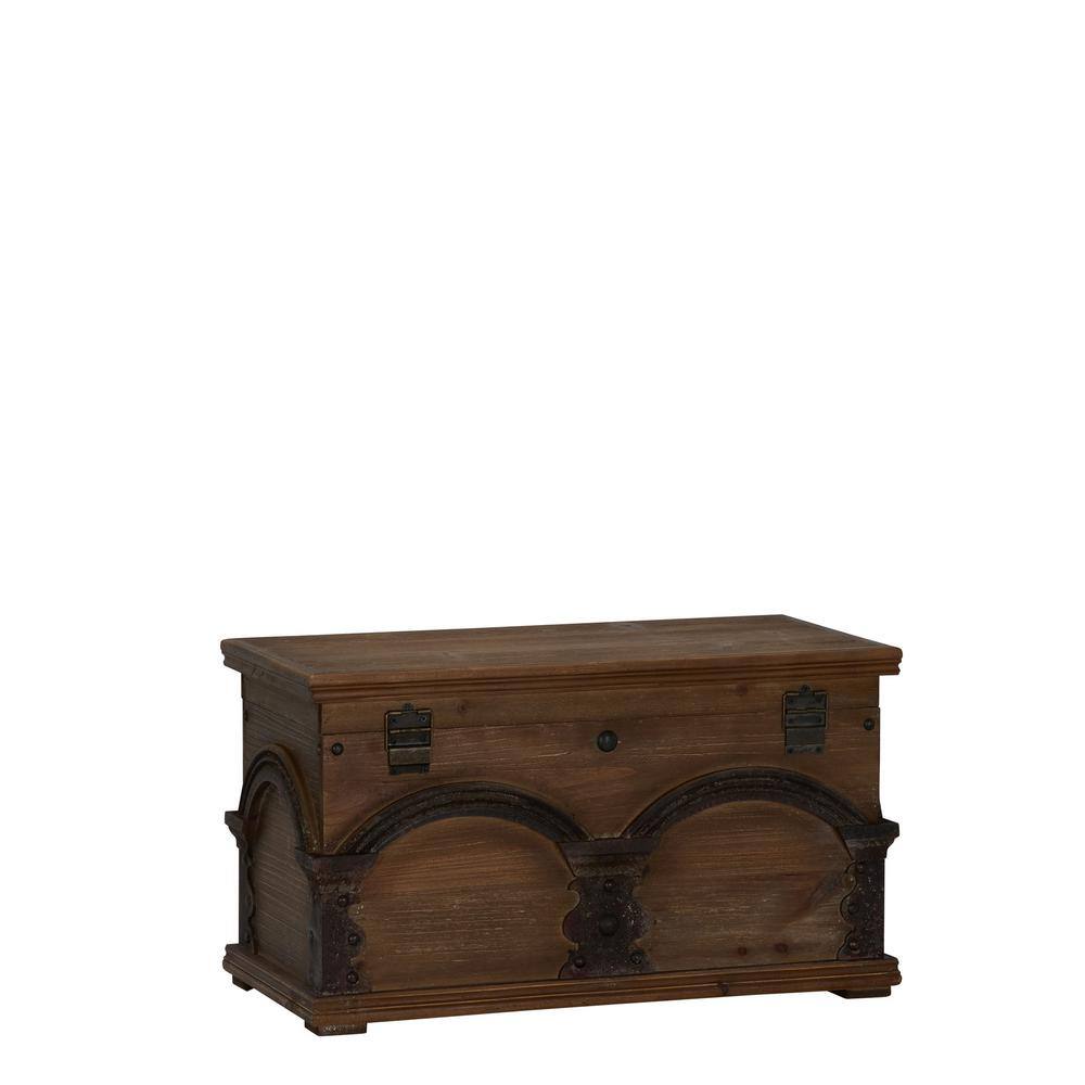 Antique Arch Brown Solid Wood Storage Trunk 20"