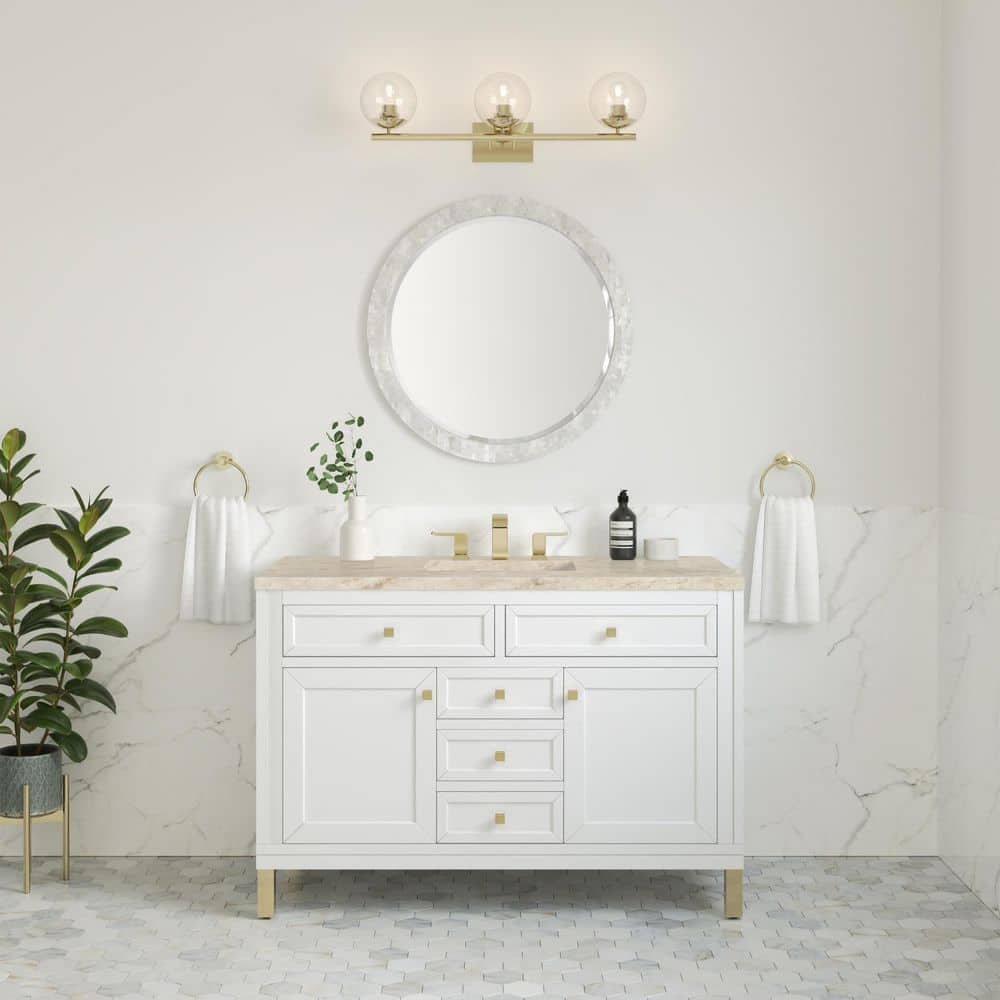 Chicago 48.0 in. Single Bath Vanity in Glossy White with Tajnar Wireless Charging Engineered Composite Top price history on PriceWatchPro
