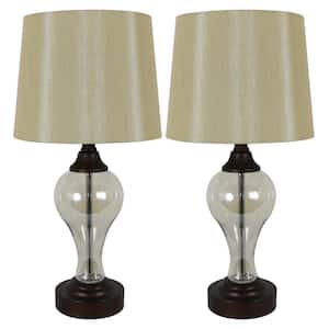 Decor Therapy Joan 17.25 in. Brass Table Lamps with USB Ports with Shade  (Set of 2) MP1081
