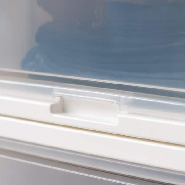 IRIS 3pk Plastic Storage Drawer Deep with Sliding Door White