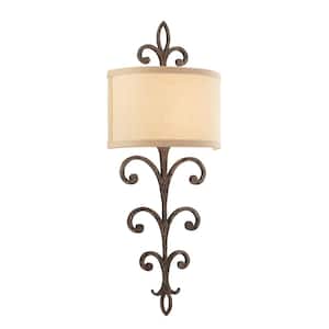 Crawford 11 in. 2-Light Heritage Bronze Finish Wall Sconce