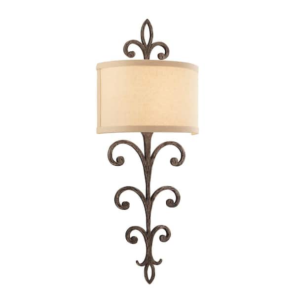 Troy Lighting Crawford 2-Light Cottage Bronze Wall Mount Sconce