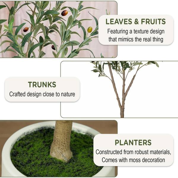 Romswi 7 ft. Artificial Olive Tree Indoor, Tall Faux Olive Silk