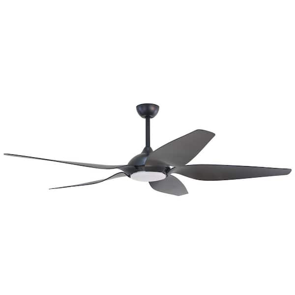 FORNO VOCE Fabrica 66 in. Black Integrated LED Indoor Voice Activated Smart Ceiling Fan