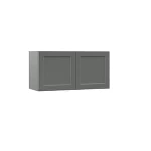 Designer Series Melvern Storm Gray Shaker Assembled Wall Bridge Kitchen Cabinet (30 in. x 15 in. x 12 in.)