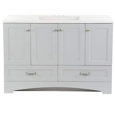 Lancaster 49 in. W x 19 in. D Bath Vanity in Pearl Gray with Cultured Marble Vanity Top in White with White Sink
