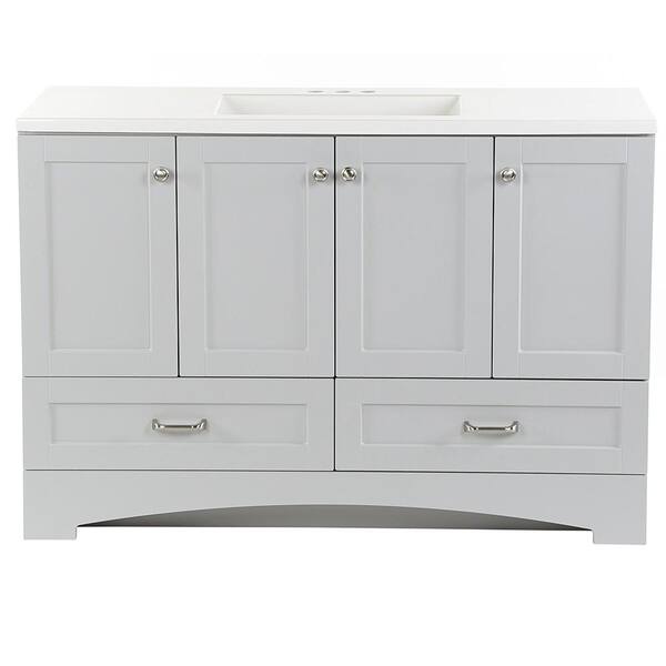 Glacier Bay Lancaster 49 in. W x 19 in. D Bath Vanity in Pearl Gray with Cultured Marble Vanity Top in White with White Sink