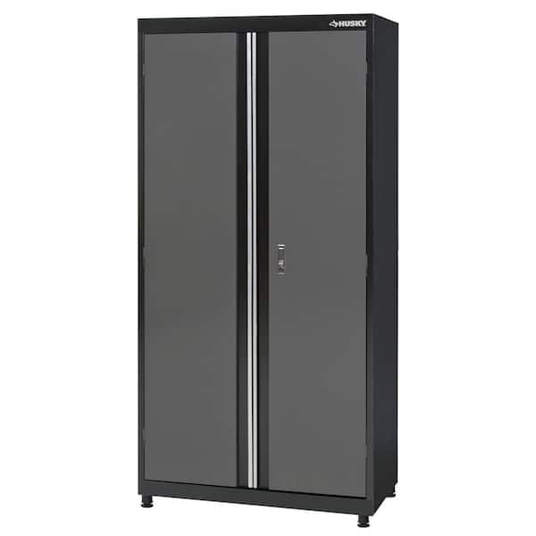 Regular Duty 36 in. W x 72 in. H x 18 in. D 4-Shelf 22-Gauge Steel Freestanding Garage Storage Cabinet in Black and Gray
