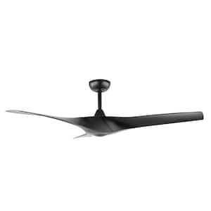 52 in. Indoor DC Ceiling Fan without Lights, Matte Black Ceiling fan with Remote