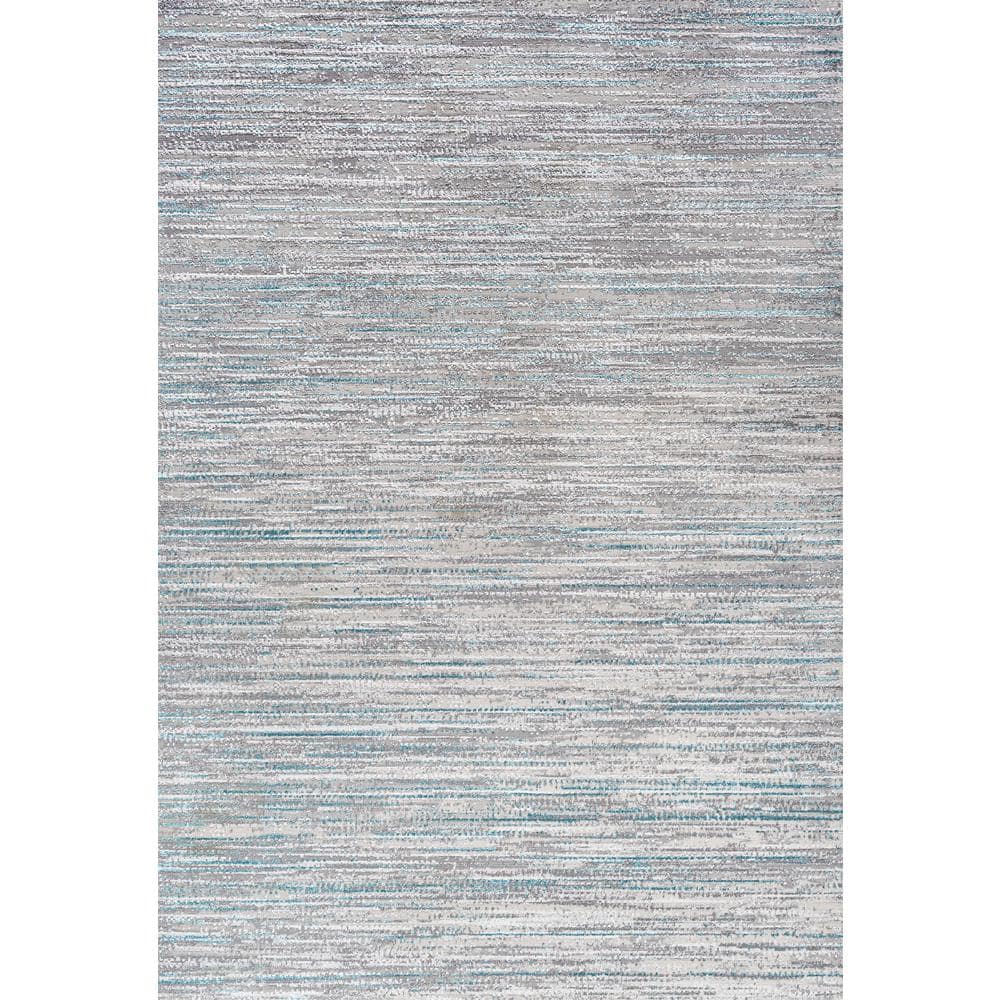 Reversible Gray Stripe Synthetic 8' x 10' Easy-Care Area Rug