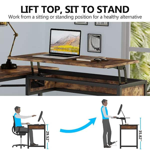 Tribesigns rustic lift top computer deals desk