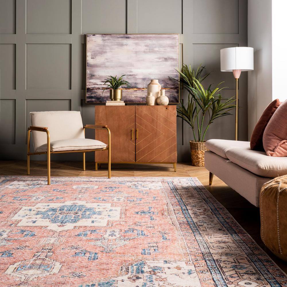 Eleanor 22"x14" Multicolor Synthetic Washable Rectangular Rug