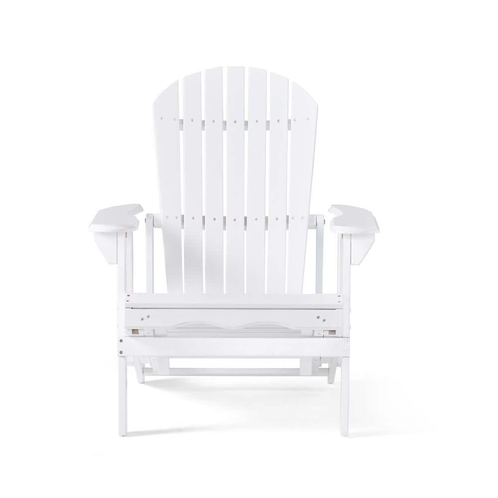 White Acacia Wood Outdoor Patio Reclining Adirondack Chair (1-Pack).