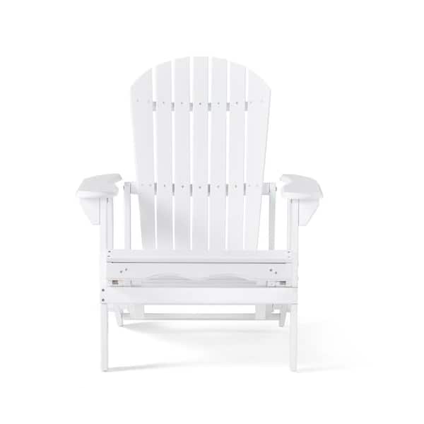 Unbranded White Acacia Wood Outdoor Patio Reclining Adirondack Chair (1-Pack).