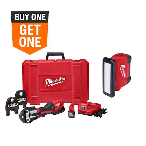 Milwaukee M12 12-Volt Lithium-Ion Force Logic Cordless Press Tool Kit with M12 Rover Flood Light (2-Tool)