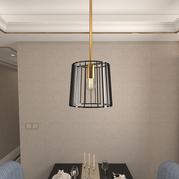 Madison 1-Light Black/Gold Island Pendant