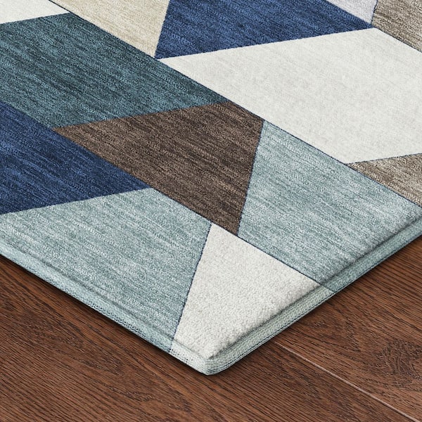 Mayfield Premium Machine Washable Abstract AMF2526 Navy 10 ft. x 14 ft. Area Rug