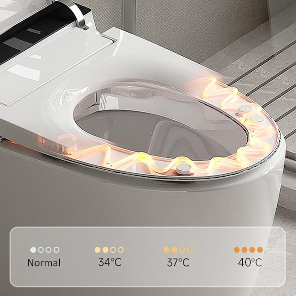 LORDEAR 1.28 GPF Pink Elongated Smart Toilet Bidet with Auto Open/Close Seat