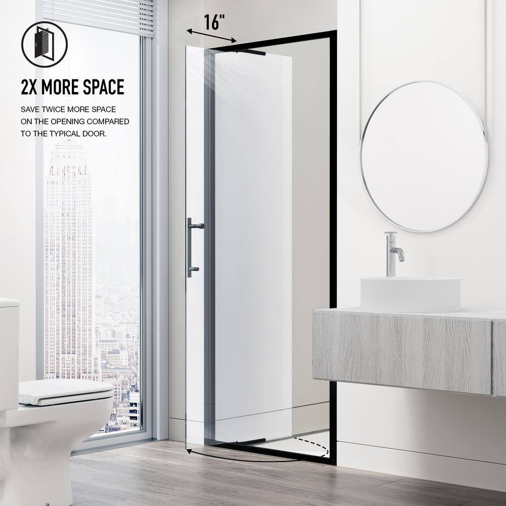 Astoria 76" High Matte Black Framed Pivot Shower Door