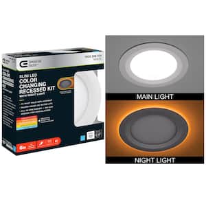 6 in. Canless Adjustable CCT Integrated LED Recessed Light Trim with Night Light 900 Lumens New Construction Remodel