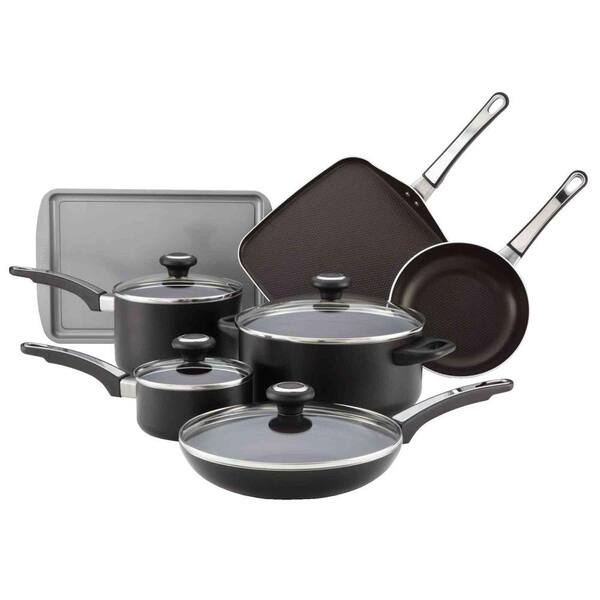 Farberware High Performance 12-Piece Black Cookware Set with Lids