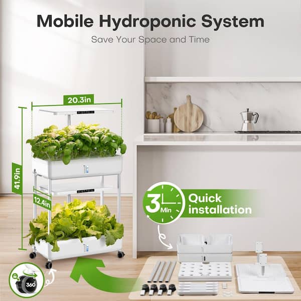 N/A 44 Pods Hydroponic Growing System Garden w/ LED Grow Light