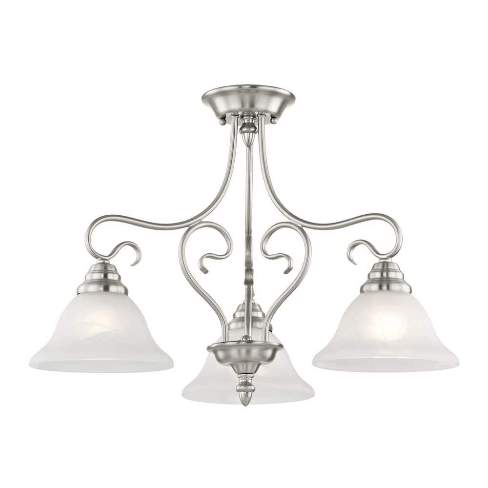 Elegant Coronado Brushed Nickel Chandelier with Alabaster Glass Shades
