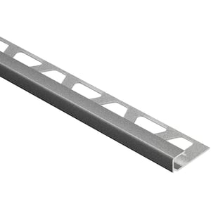 Quadec Pewter Textured Color-Coated Aluminum 1/4 in. x 8 ft. 2-1/2 in. Metal Square Edge Tile Edging Trim