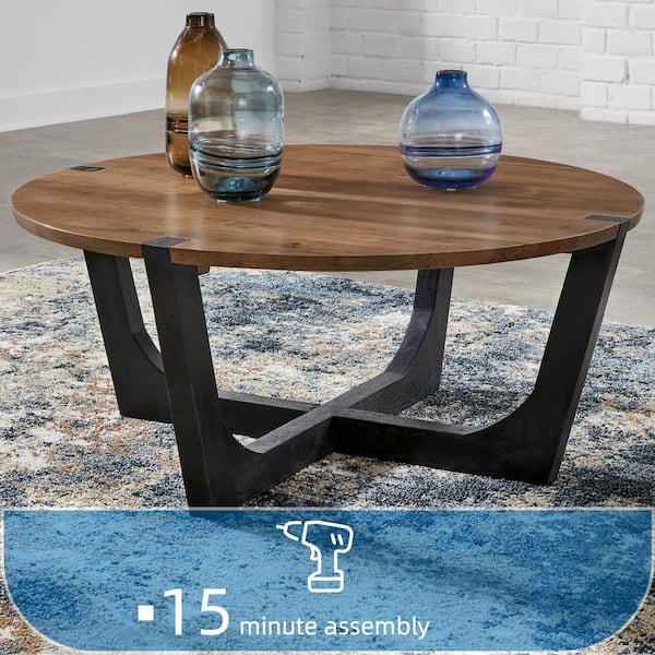 Signature DESIGN BY ASHLEY Hanneforth 44.25 in. Brown/Black Round