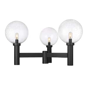 Laurent 3-Light Black Aluminum Hardwired Outdoor Weather Resistant Post-Light with No Bulbs Included