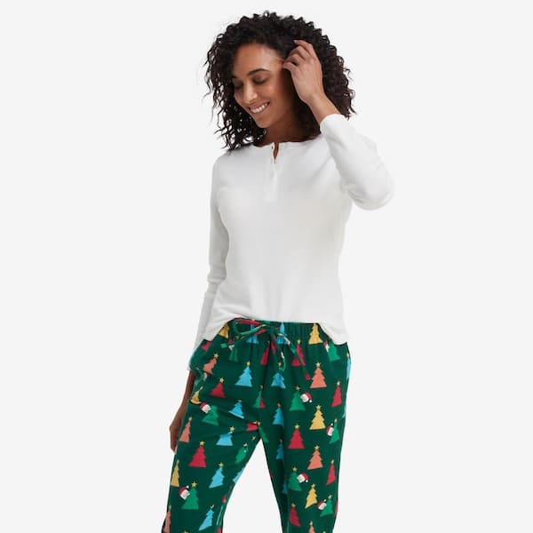 The Company Store Company Cotton Family Flannel Women's Large Green Multi Pajama Set