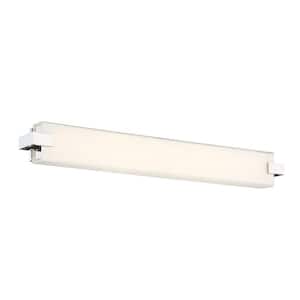 Bliss 28 in. Polished Nickel LED Vanity Light Bar and Wall Sconce, 3000K