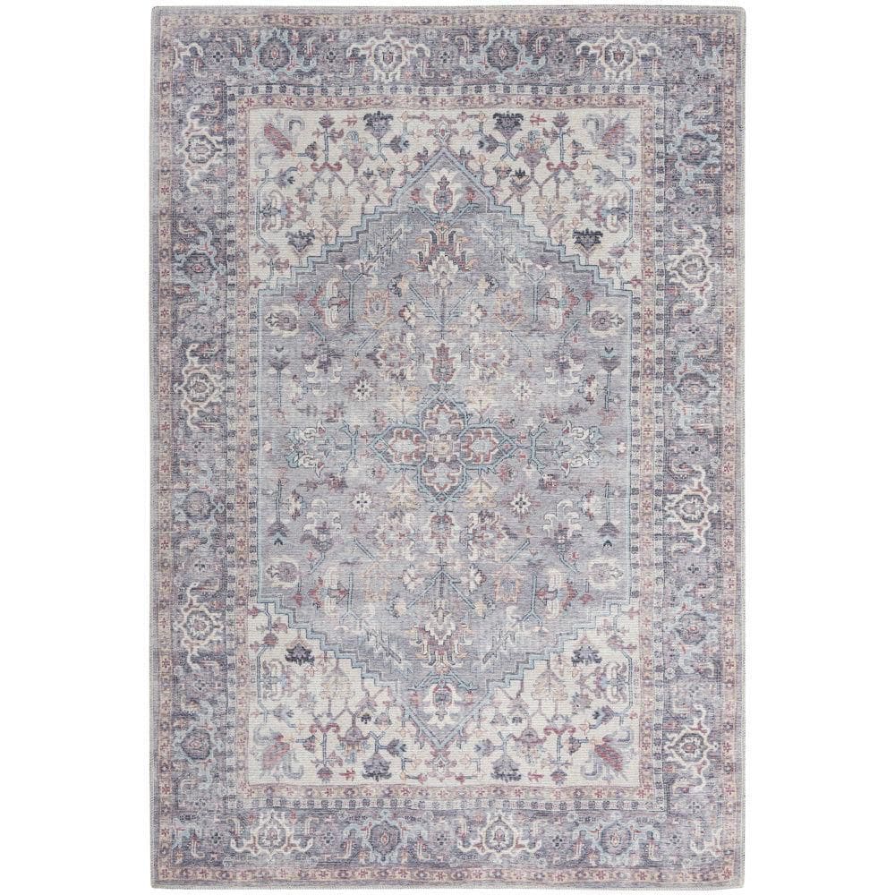57 Grand Machine Washable Grey 6 ft. x 9 ft. Persian Floral Traditional Area Rug price history on PriceWatchPro