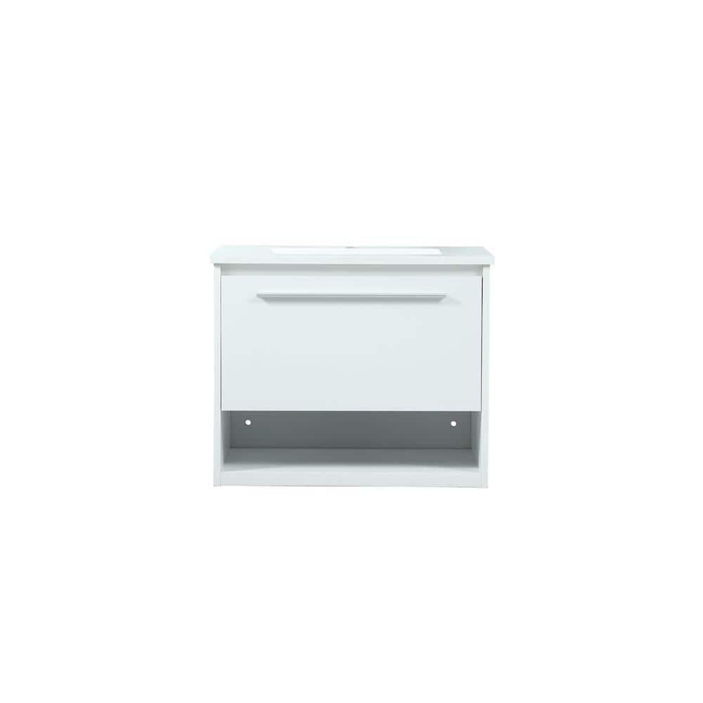 Simply Living 24 in. Single Bathroom Vanity in White with Quartz Vanity Top