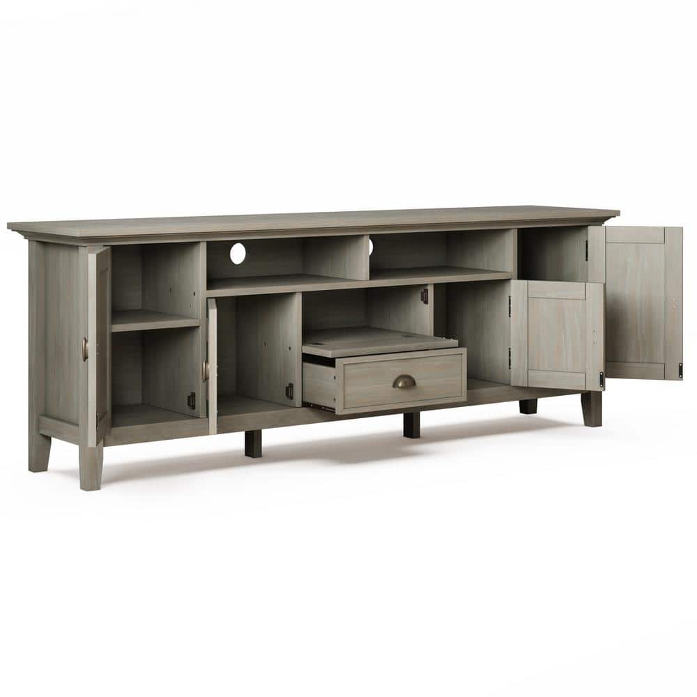 Redmond Distressed Grey Solid Wood 72" TV Media Stand
