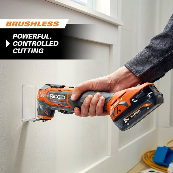 Ridgid 18V Brushless Cordless Oscillating Multi-Tool with 18V Compact Lithium-Ion Battery (2-Pack)