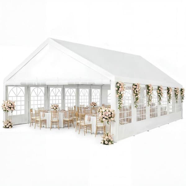 20 ft. x 40 ft.x 11 ft. White Outdoor Party Tent Canopy Gazebo with Removable Sidewalls and for Wedding Events, Backyard