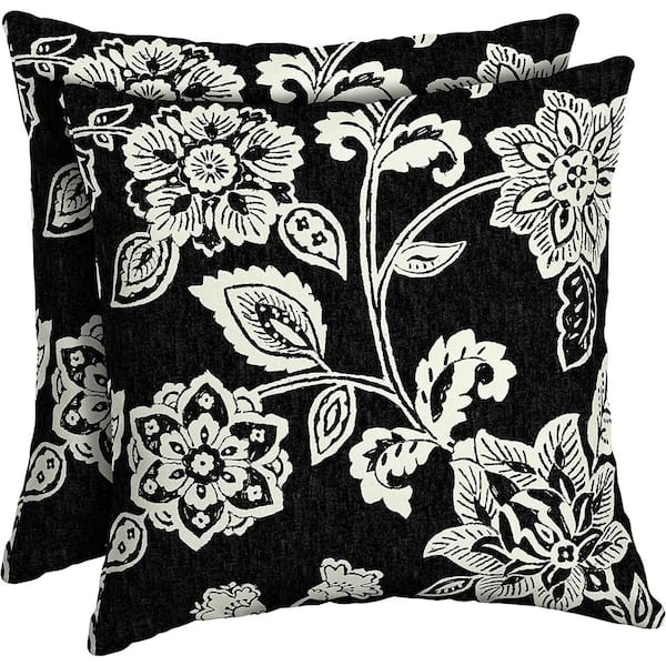 Unbranded 16 in. x 16 in. Black Outdoor Bolster Pillow (2 Pack)