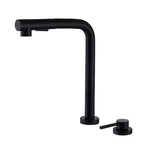 Modern Single-Handle Pull Out Sprayer Kitchen Faucet without Deckplate in Matte Black