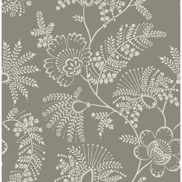 A-Street Prints Maeve Grey Jacobean Trail Matte Non Woven Wallpaper Sample