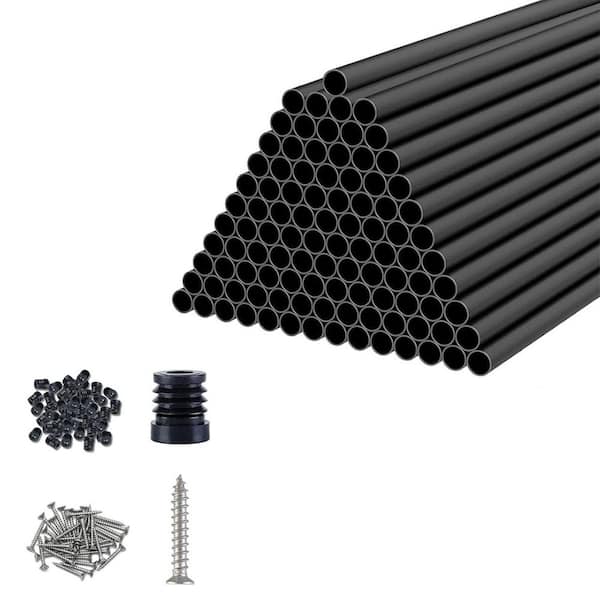 32 in.H x 3/4 in. W Black Aluminum Stair Railing Kit with Anti-UV Connectors, Screws for Indoor Outdoor Deck Balusters
