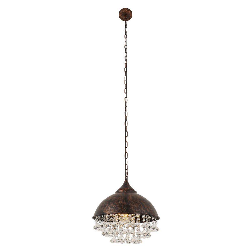 1-Light Rust Vintage Industrial Crystal Pendant Light with Metal Shade price history on PriceWatchPro