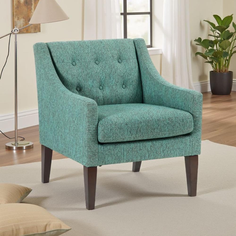 Ginna Sea Green and Brown Polyester Arm Chair with 4 Legs Base Style price history on PriceWatchPro