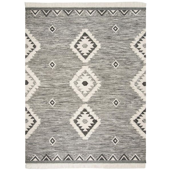 SAFAVIEH Kenya Black/Ivory 10 ft. x 14 ft. Geometric Ikat Area Rug