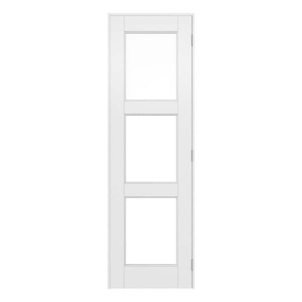 18 in. x 80 in. 3 Lite Clear Glass White Solid Core Composite Primed Standard Interior Door Slab